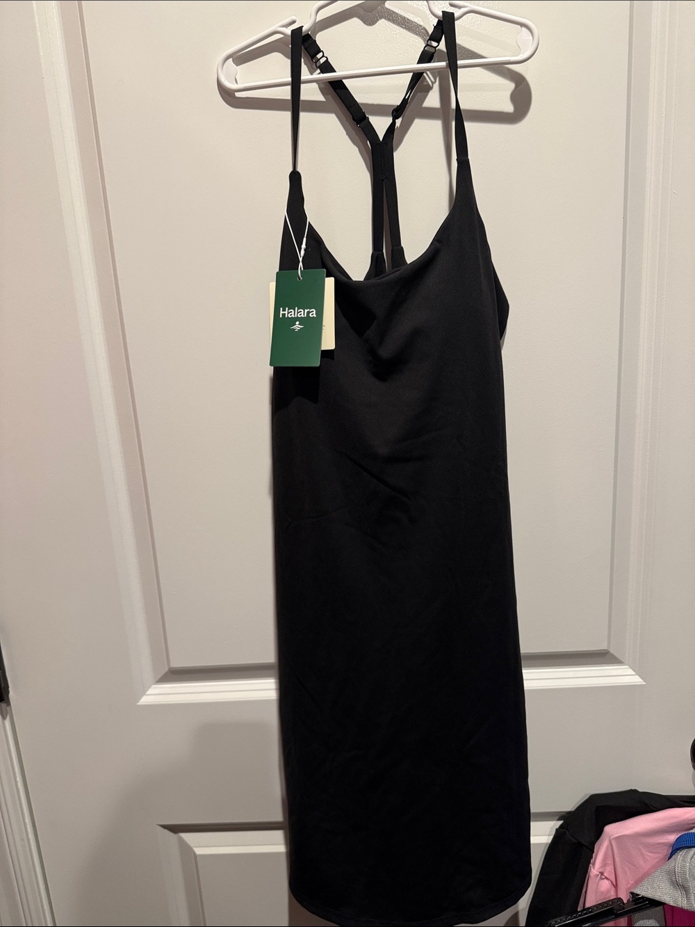 HALARA Black Slip Dress with Racerback Straps
